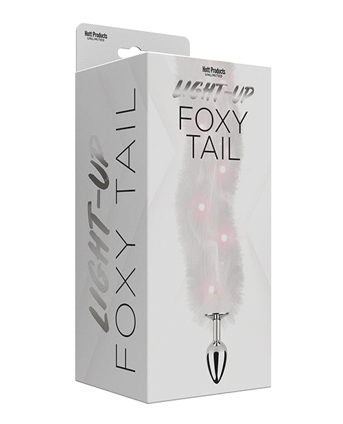 The Soft Hum Foxy Tail Light Up Faux Fur Butt Plug - White