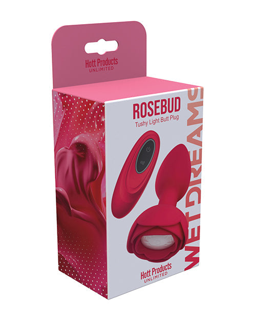 The Soft Hum Rosebud Tushy Light Up Butt Plug - Red
