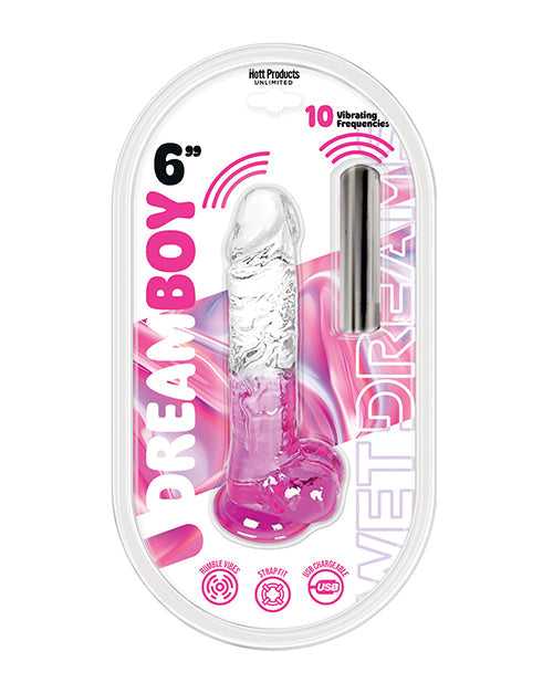 The Soft Hum Wet Dreams Dream Boy 6" Jelly Vibrator - Pink