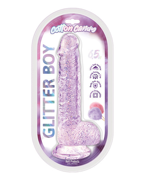 The Soft Hum Cotton Candy Glitter Boy 7" Suction Cup Dildo - Pink