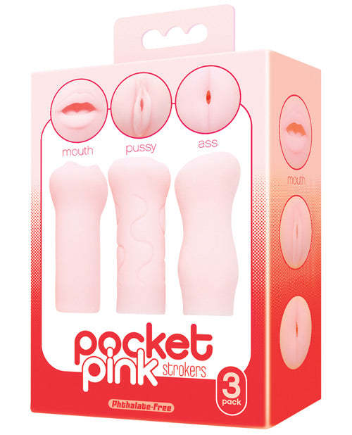 The Soft Hum Icon Brands Pocket Pink Strokers - 3- Pack