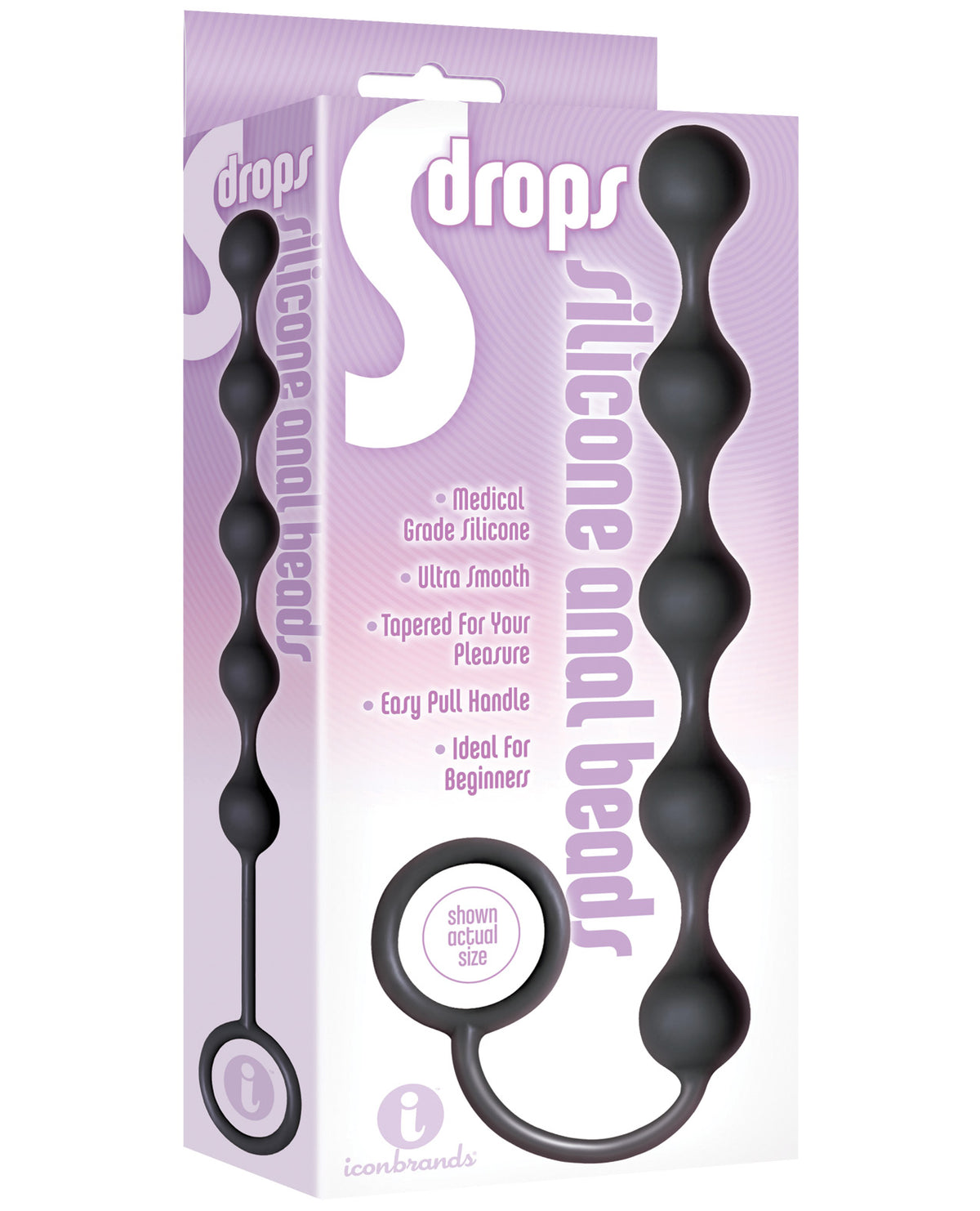 The Soft Hum The 9's S Drops Silicone Anal Beads - Black