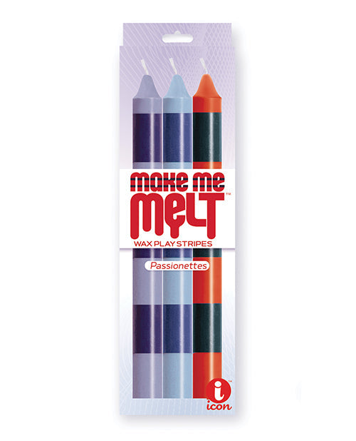 The Soft Hum The 9's Make Me Melt Sensual Warm Drip Candles - Passionettes Stripes Pack of 3