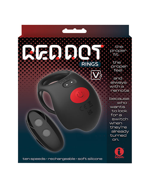 The Soft Hum Massive Red Dot Cock Ring V3 - Black