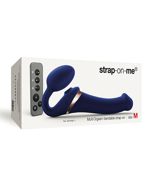 The Soft Hum Strap On Me Multi Orgasm Bendable Strapless Strap On Medium - Night Blue