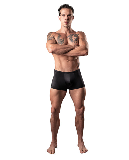 The Soft Hum Male Power Satin Lycra Boxer Black X Large