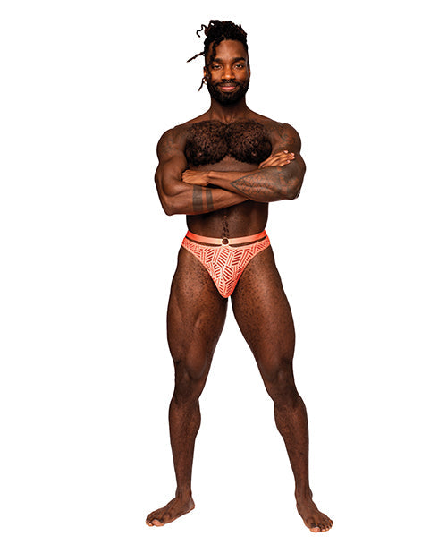 The Soft Hum Rude Awakening Mesh Strap Thong Neon Orange L/XL