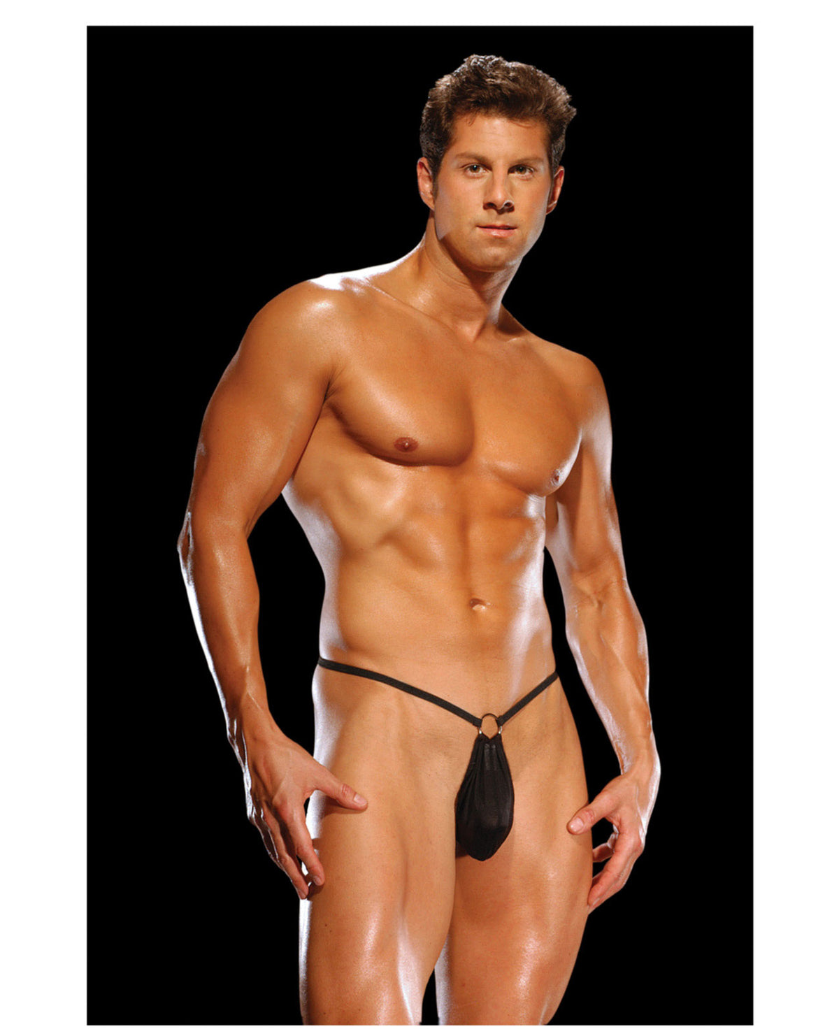The Soft Hum Male Power G-String w/Front Ring Black O/S