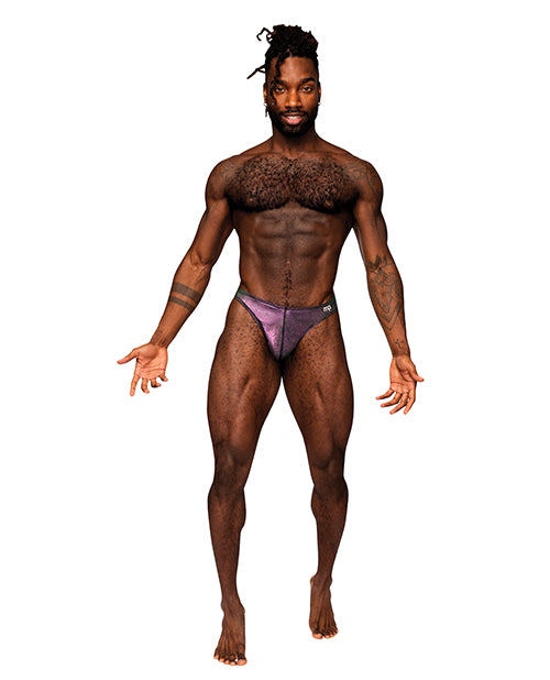 The Soft Hum Hocus Pocus Stretch Poly Spandex Uplift Bong Thong Purple S/M