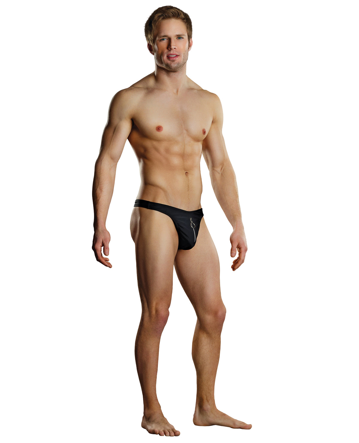 The Soft Hum Male Power Zipper Thong Black S/M
