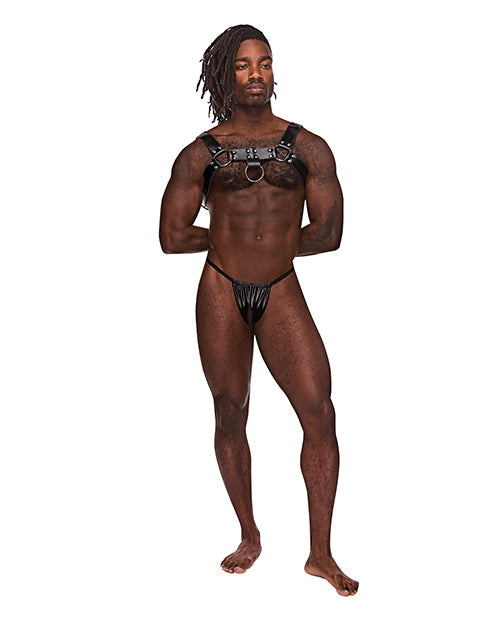 The Soft Hum Leather Aries Single Ring Harness Black O/S