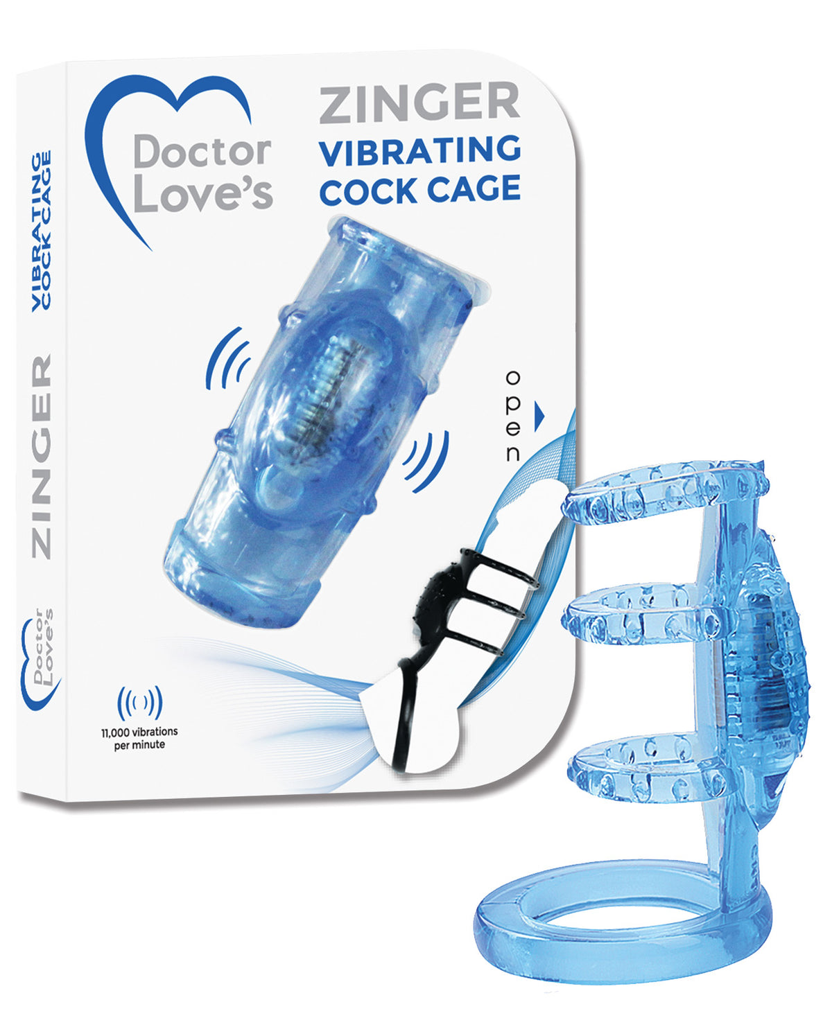 The Soft Hum Doctor Love's Zinger Vibrating Cock Cage - Blue