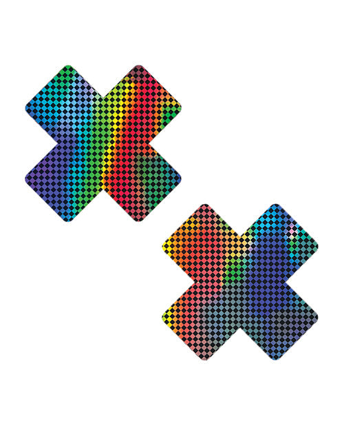 The Soft Hum Neva Nude Holographic X Factor Pasties - Rainbow/Black O/S