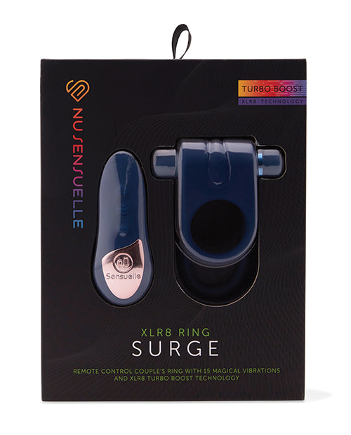 The Soft Hum Nu Sensuelle Silicone Remote Control XLR8 Turbo Boost Bullet Ring - Navy