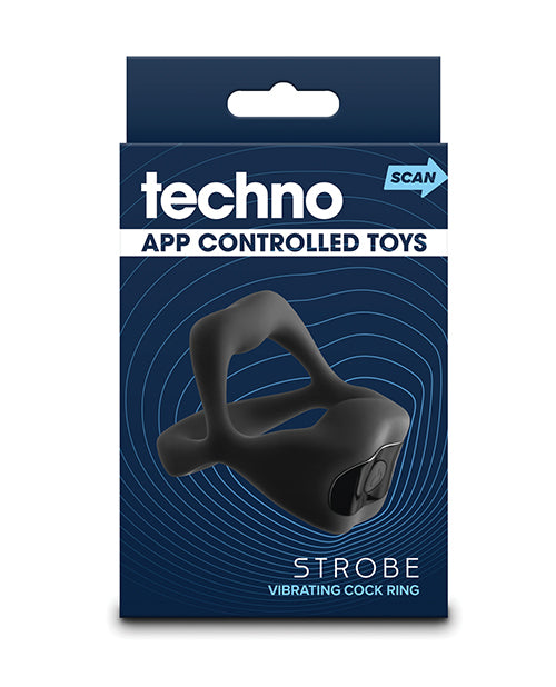 The Soft Hum Techno Strobe App Controlled Vibrating Cock Ring - Black
