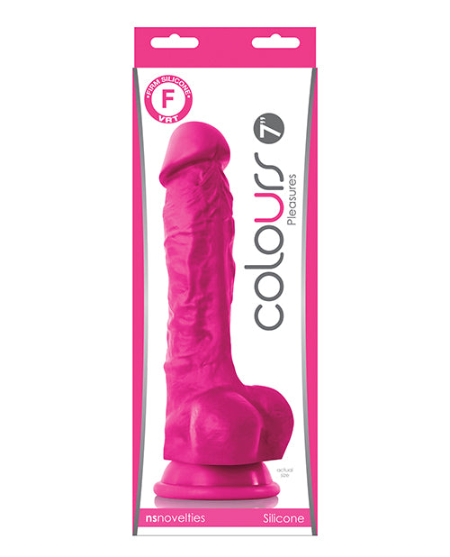 The Soft Hum Colours Pleasures 7" Dong w/Balls & Suction Cup - Pink