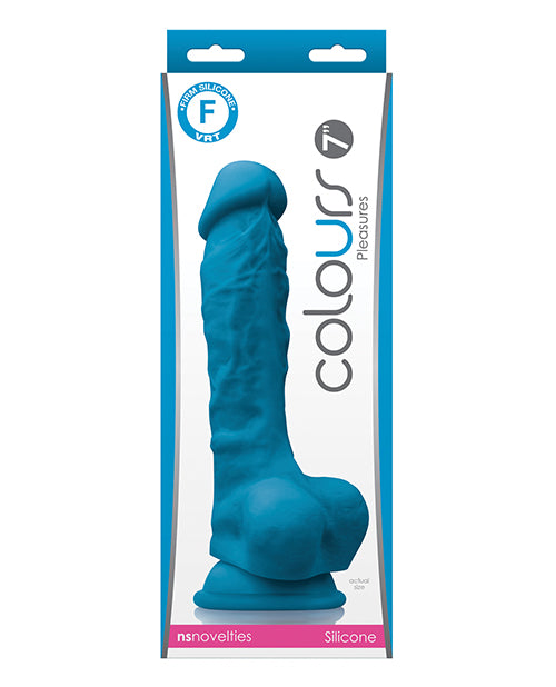 The Soft Hum Colours Pleasures 7" Dong w/Balls & Suction Cup - Blue