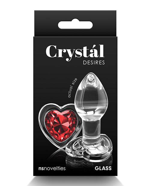The Soft Hum Crystal Desires Glass Heart Gem Butt Plug Small - Red