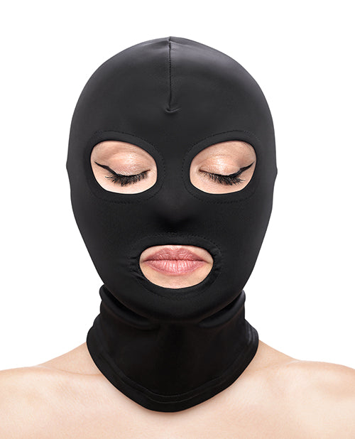 The Soft Hum Fetish & Fashion Eyes & Mouth Hood - Black