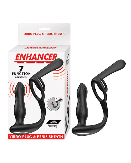 The Soft Hum Enhancer Vibro Plug & Penis Sheath - Black