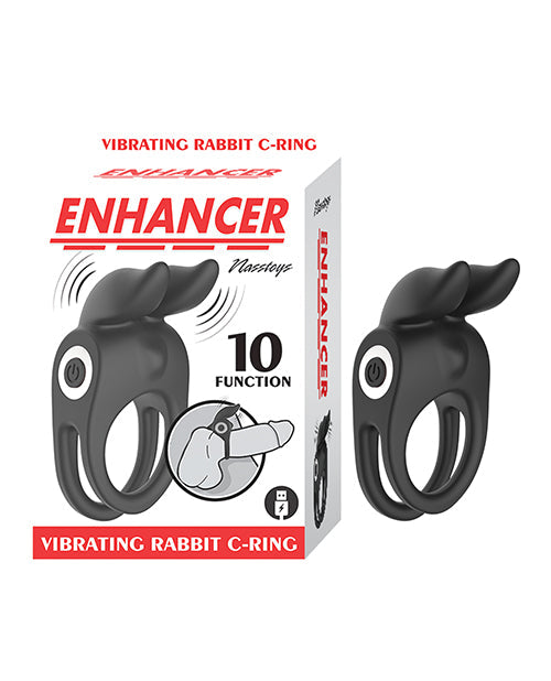 The Soft Hum Enhancer Vibrating Rabbit C-Ring - Black
