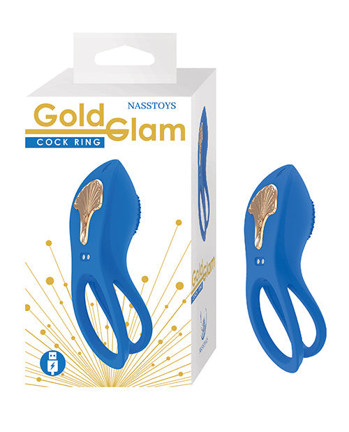 The Soft Hum Gold Glam Cock Ring - Blue