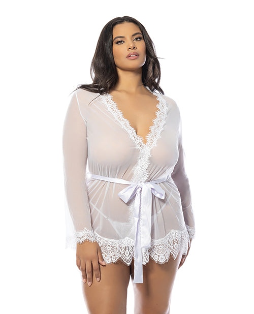 The Soft Hum Provence Short Robe - White 1X/2X