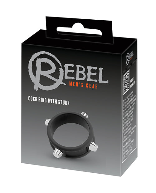 The Soft Hum Rebel Cock Ring w/Studs - Black