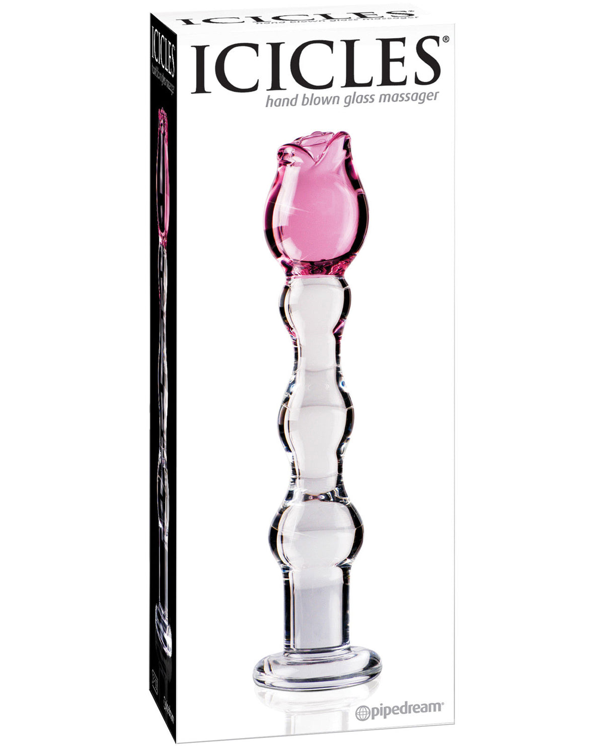 The Soft Hum Icicles No. 12 Hand Blown Glass Massager - Clear w/Rose Tip
