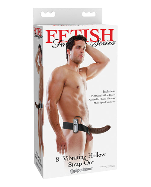 The Soft Hum Fetish Fantasy Series 8" Vibrating Hollow Strap On - Brown