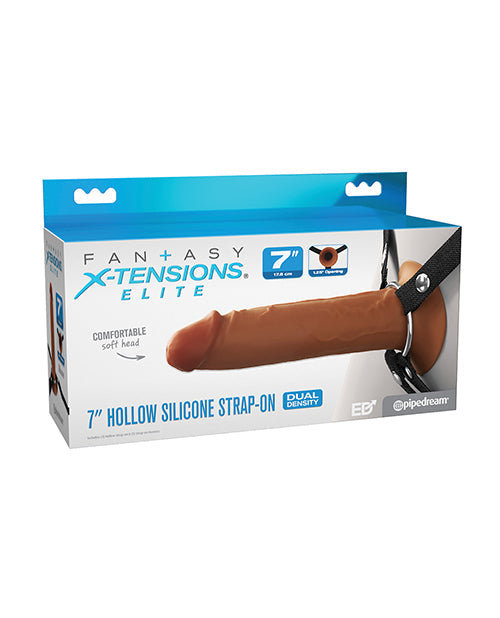 The Soft Hum Fantasy X-tensions Elite 7" Silicone Hollow Strap-on - Brown