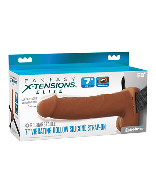 Fantasy X-Tensions Elite 7" Vibrating Hollow Strap-On - Brown