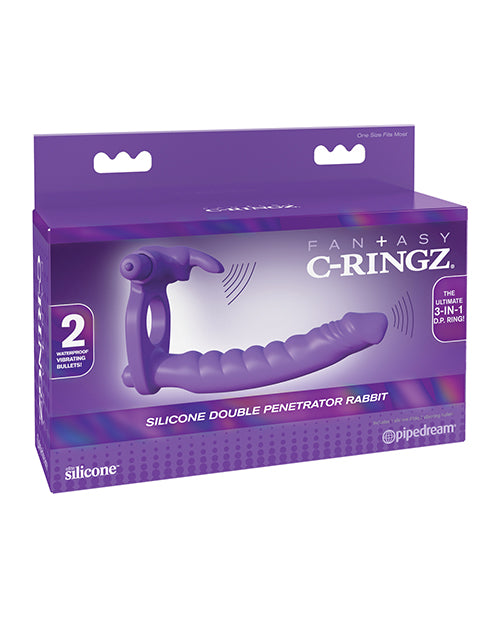 The Soft Hum Fantasy C-Ringz Silicone Double Pene Rabbit - Purple