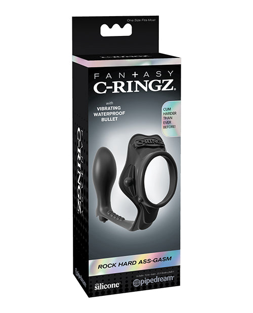 The Soft Hum Fantasy C-Ringz Rock Hard Ass-Gasm Vibrating Ring - Black