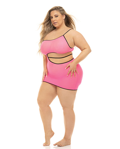The Soft Hum Pink Lipstick All You Need Cut Out Dress Neon Pink QN