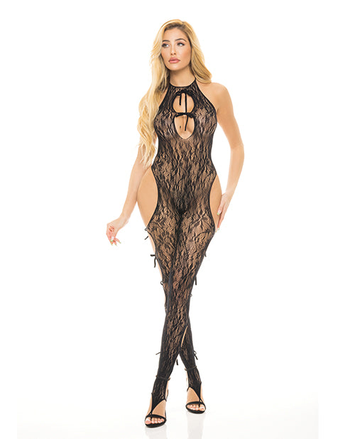 The Soft Hum Pink Lipstick Love Me Harder Bodystocking Black O/S