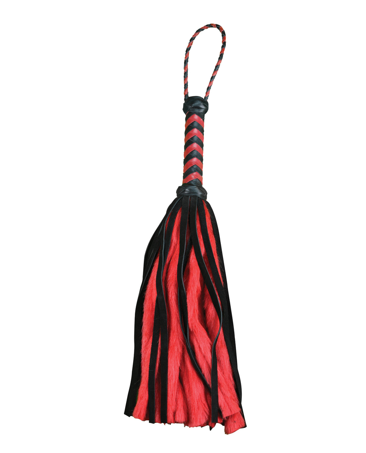 The Soft Hum Plesur 17" Suede & Fluffy Faux Fur Tails - Black/Red