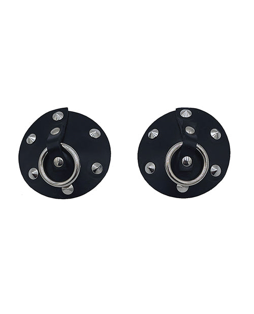 The Soft Hum Rouge Leather Studded Nipple Covers - Black