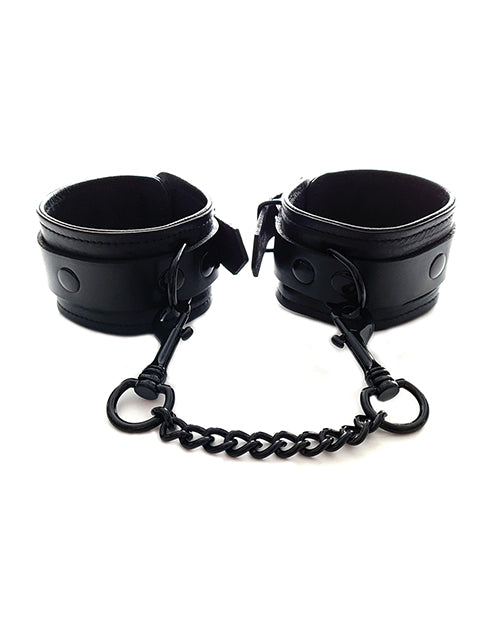 The Soft Hum Rouge Leather Ankle Cuffs - Black with Black