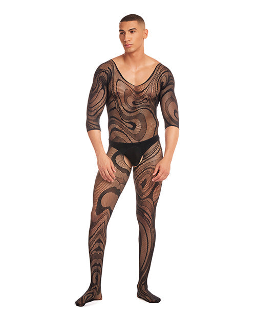 The Soft Hum Rainbow Party Supernova Body Stocking 2 pc Set w/Thong - Black S/M
