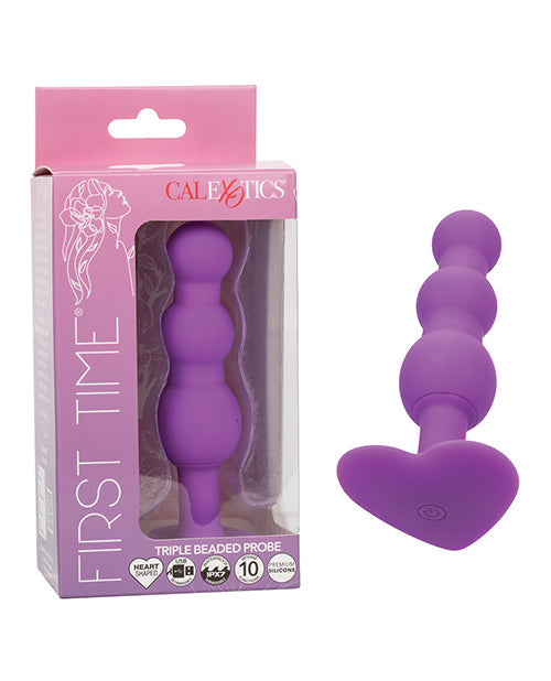 The Soft Hum First Time Vibrating Triple Beaded Anal Probe - Purple