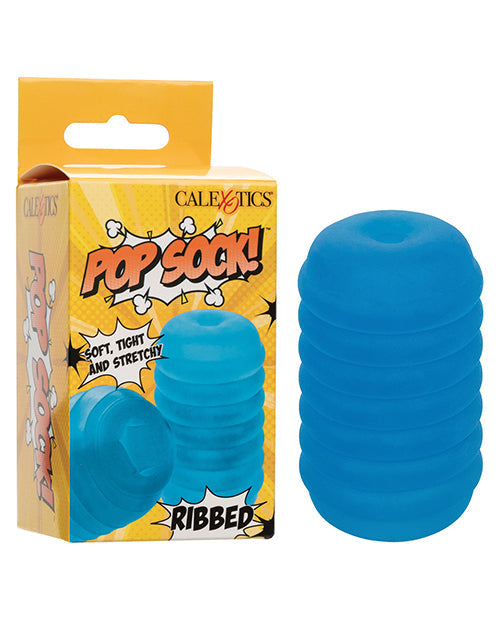 The Soft Hum Pop Sock! Ribbed Masturbator - Blue