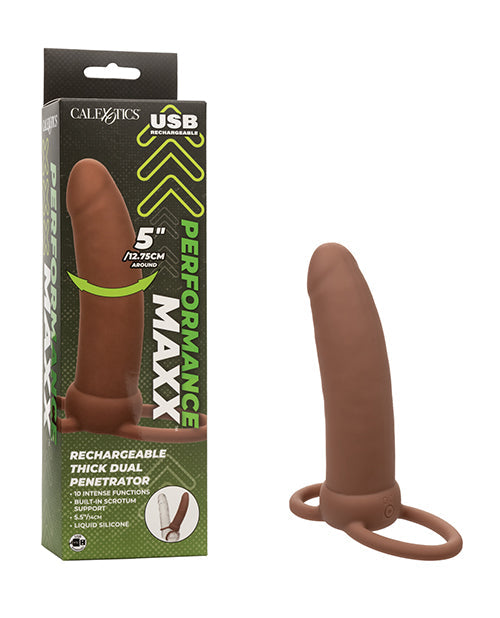 The Soft Hum Performance Maxx Rechargeable Thick Dual Penetrator - Brown