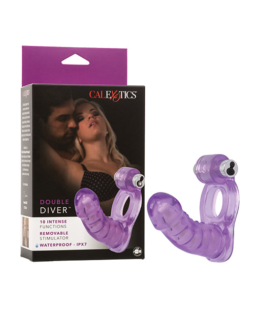 The Soft Hum Double Diver Vibrating Enhancer w/Flexible Penetrator - Purple
