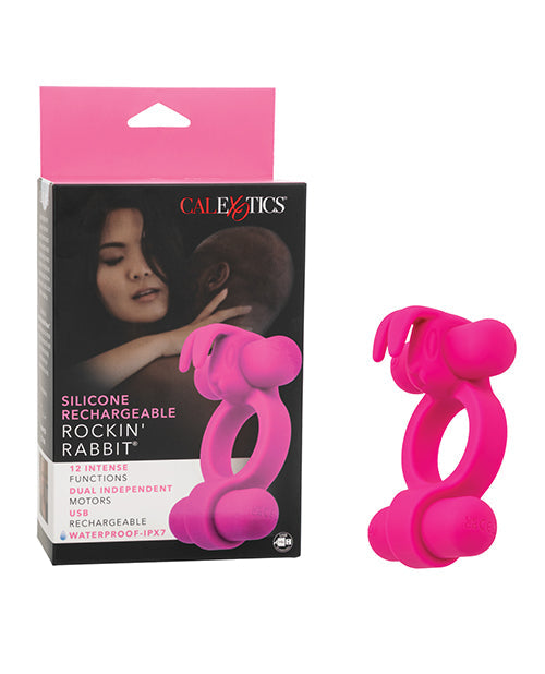 The Soft Hum Couple's Enhancer Silicone Rechargeable Rockin' Rabbit Enhancer - Fuchsia