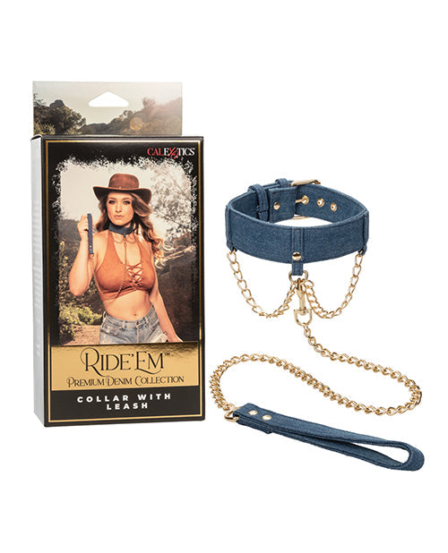 The Soft Hum Ride 'Em Premium Denim Collection Collar w/Leash