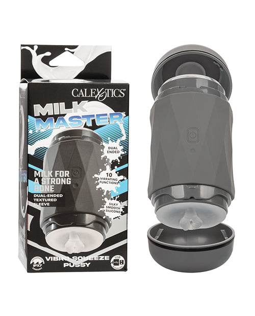 The Soft Hum Milk Master Vibro Squeeze Pussy Stroker - Black