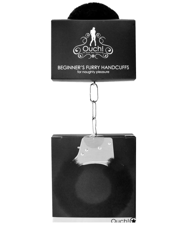 The Soft Hum Shots Ouch Beginner's Handcuffs Furry - Black