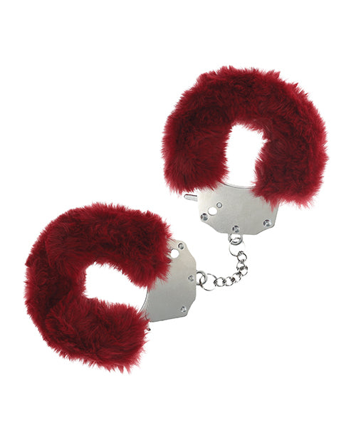 The Soft Hum Shots Ouch! Heavy-duty Fluffy Handcuffs - Burgundy