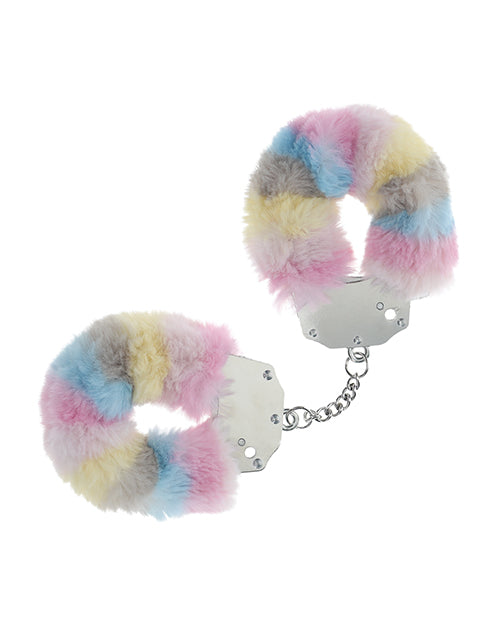 The Soft Hum Shots Ouch! Heavy-duty Fluffy Handcuffs - Powder Rainbow